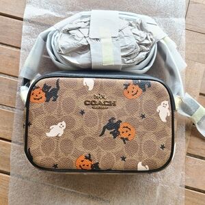 Mini Jamie Camera Bag In Signature Canvas With Halloween Print Purse Crossbody